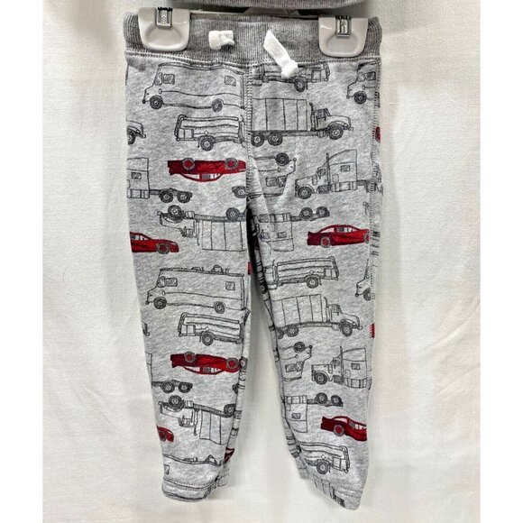 Carters 2pc Sweat Suit Gray W/ Cars & Trucks Boys Automobile Comfy Size 2T - Picture 6 of 10